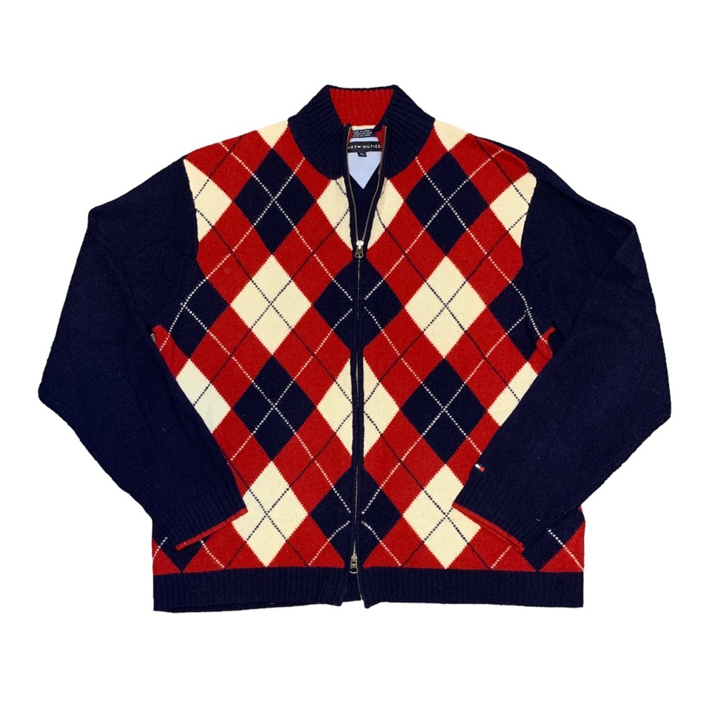 Tommy Hilfiger, double zip, argyle sweater.